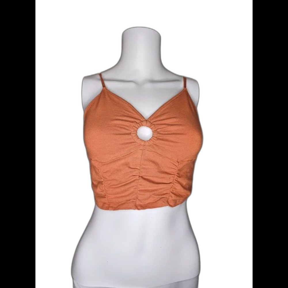 SO Rust Orange Keyhole O-Ring Cami Crop Top (Medium)